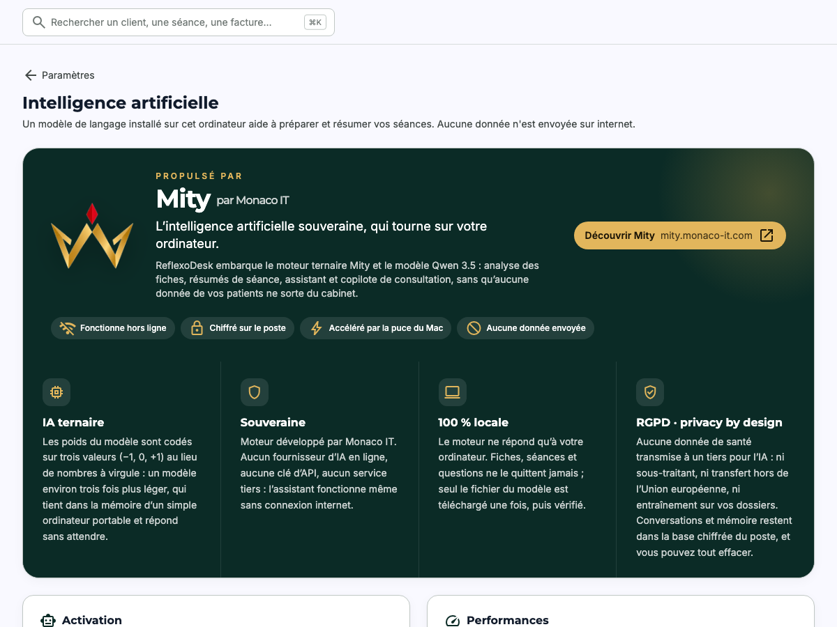 Local Mity AI settings in ReflexoDesk
